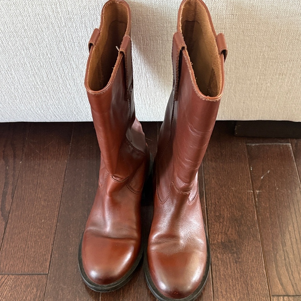 Zara Brown Leather Mid-Calf Boots